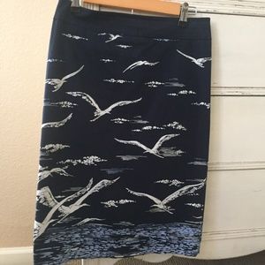 Anthropologie skirt 6 small maeve navy sea birds